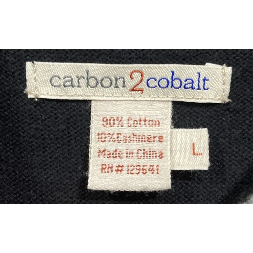 Carbon 2 Cobalt Sweater‎ Mens Large Cotton/Cashmere Henley Black Modern Casual